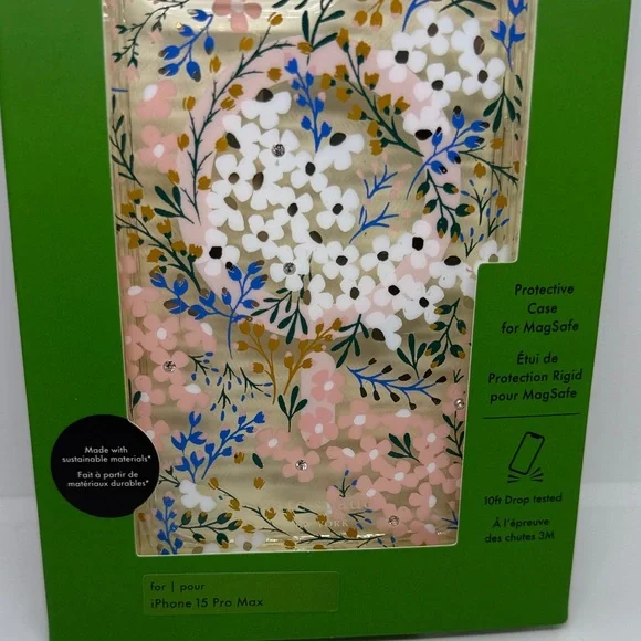 Kate Spade iPhone 15 Pro Max Case - Pink, Blue, and White Floral - Picture 4 of 6